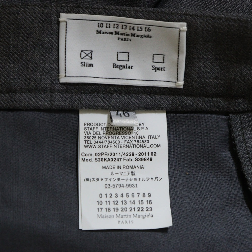 Martin Margiela 14(マルタンマルジェラ) 11AW 変形 ポケットデザイン ノータック スラックスパンツ トラウザーズ グレー S30KA0247 S39849