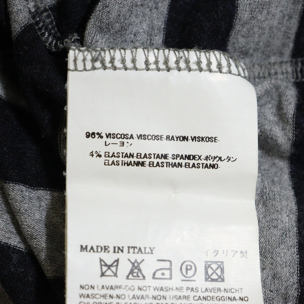 Maison Margiela 10(メゾン マルジェラ) 08AW ボーダー総柄 レーヨン ロングスリーブ 長袖ポケットTシャツ カットソー グレー 30GC178 20909