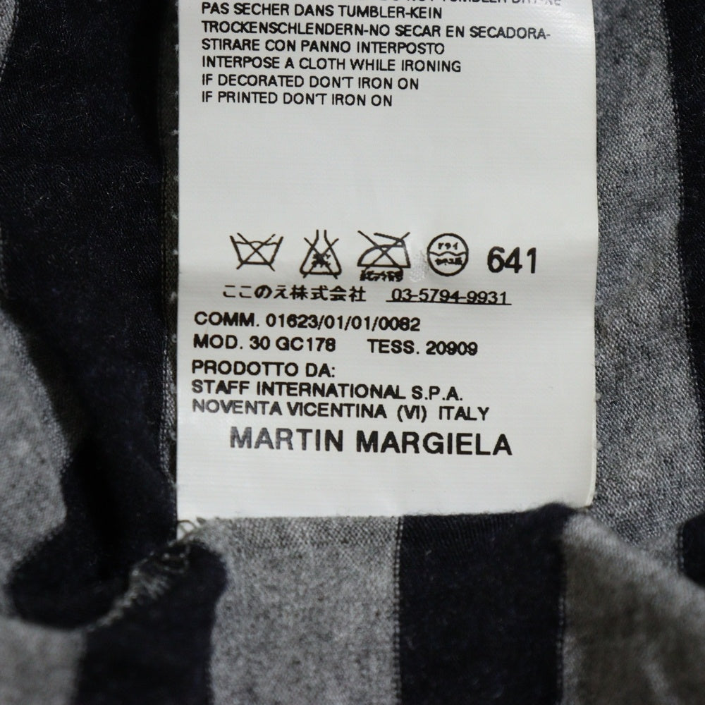 Maison Margiela 10(メゾン マルジェラ) 08AW ボーダー総柄 レーヨン ロングスリーブ 長袖ポケットTシャツ カットソー グレー 30GC178 20909