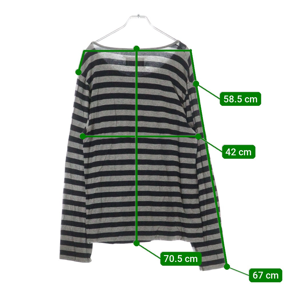 Maison Margiela 10(メゾン マルジェラ) 08AW ボーダー総柄 レーヨン ロングスリーブ 長袖ポケットTシャツ カットソー グレー 30GC178 20909
