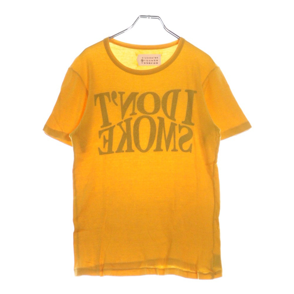 Maison Margiela 10(メゾン マルジェラ) 06AW ここのえタグ I DON'T SMOKE プリント インサイドアウト クルーネック 半袖Tシャツ カットソー イエロー 30GC023 20368