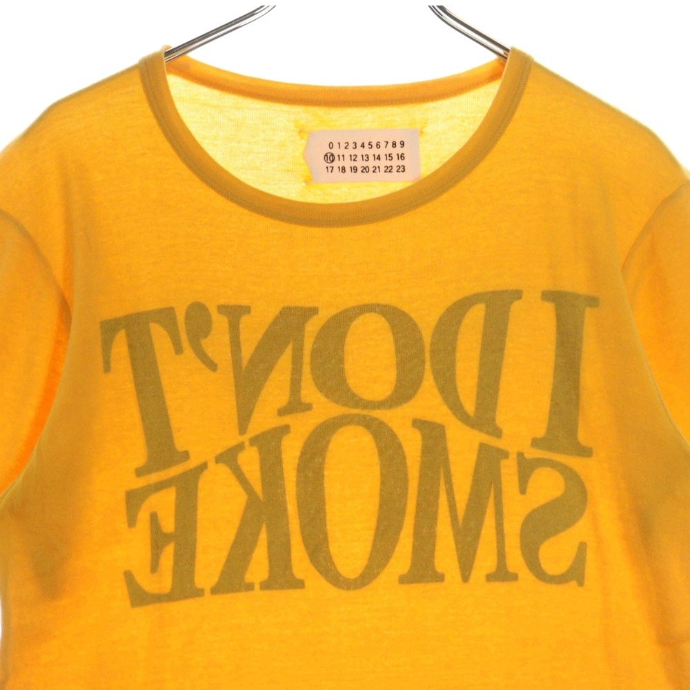 Maison Margiela 10(メゾン マルジェラ) 06AW ここのえタグ I DON'T SMOKE プリント インサイドアウト クルーネック 半袖Tシャツ カットソー イエロー 30GC023 20368
