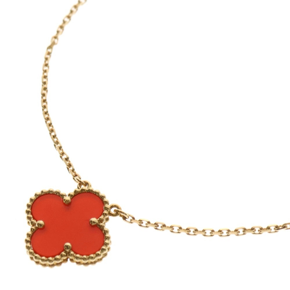 Van Cleef & Arpels(ヴァンクリーフアンドアーペル) ヴィンテージアルハンブラ カーネリアン ネックレス Au750 K18 PG ピンクゴールド