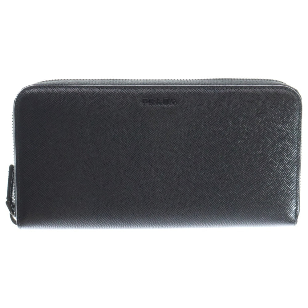 PRADA(プラダ) サフィアーノ ラウンドファスナー長財布 ブラック レザー 2ML317 ウォレット