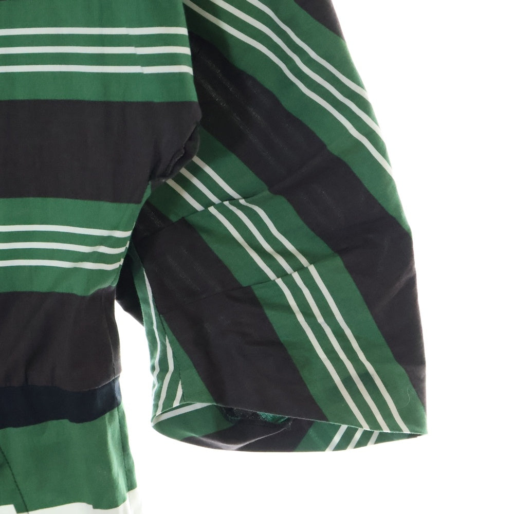 PRADA(プラダ) 11SS ボーダー総柄 ボートネック ミディアム マーメイド ワンピース グリーン/ブルー レディース P320L 1B8A