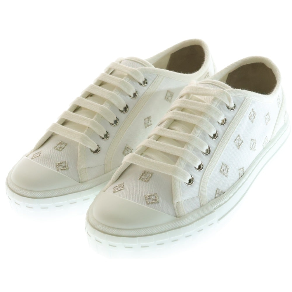FENDI(フェンディ) ドミノ FF総柄 キャンパスロートップスニーカー ホワイト レディース 6/23cm 8E8325