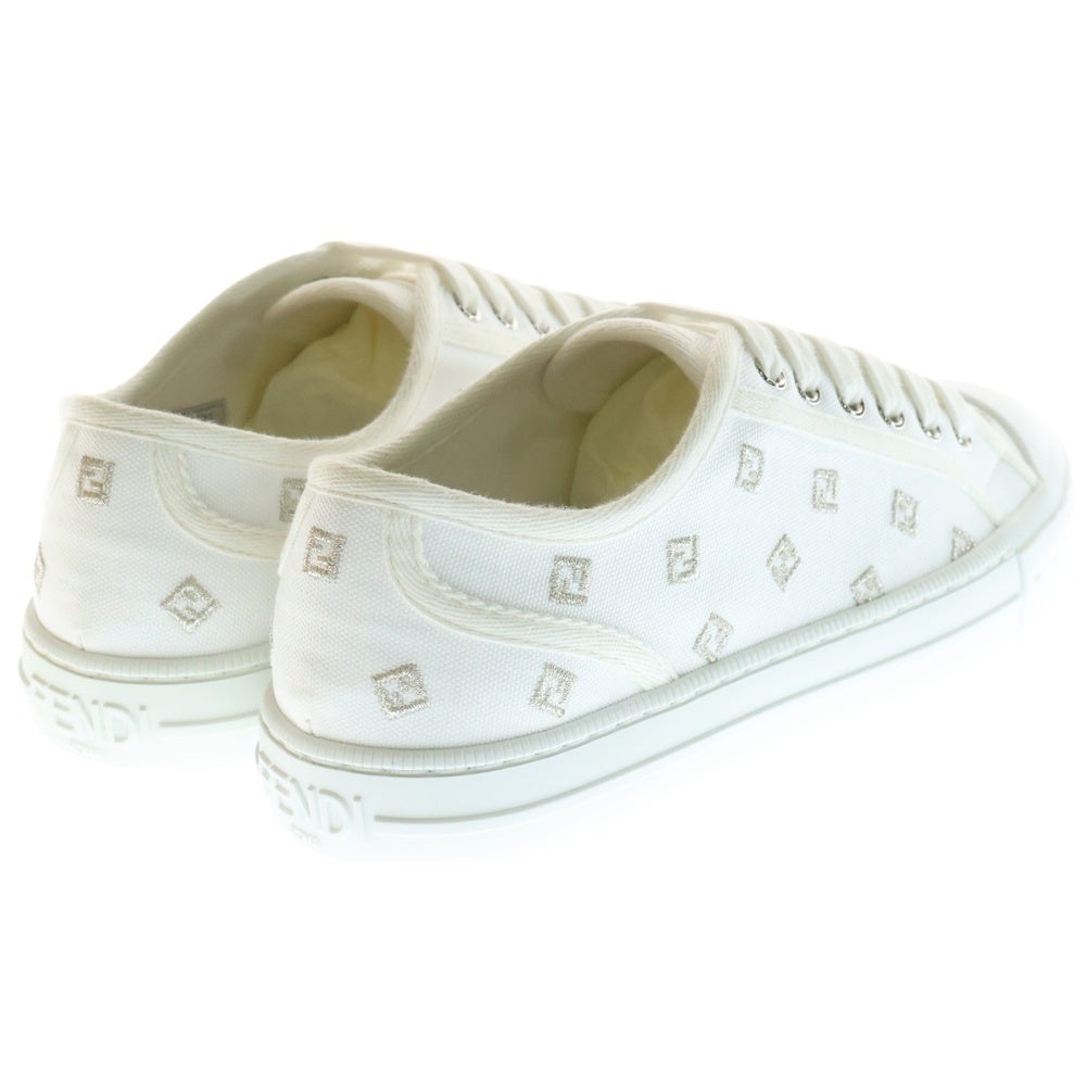 FENDI(フェンディ) ドミノ FF総柄 キャンパスロートップスニーカー ホワイト レディース 6/23cm 8E8325