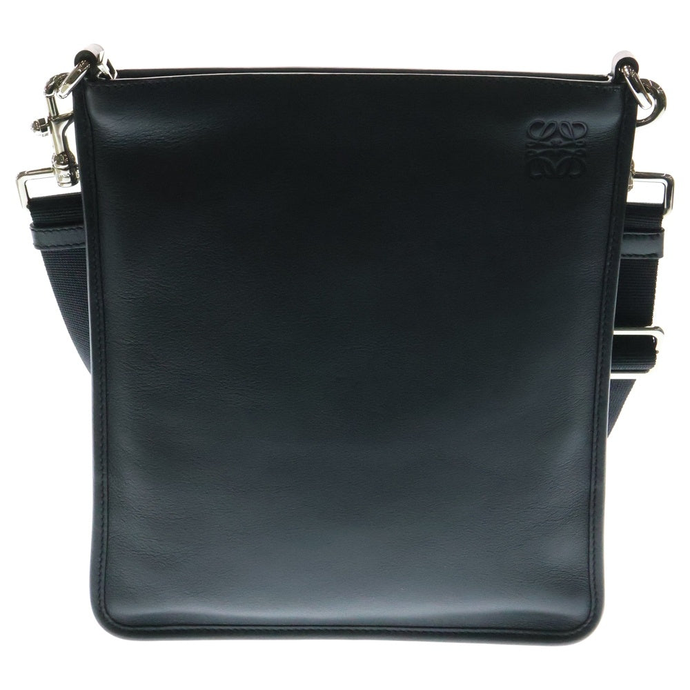 LOEWE(ロエベ) アナグラム ショルダーバッグ 斜め掛けバッグ ブラック シルバー金具 レザー