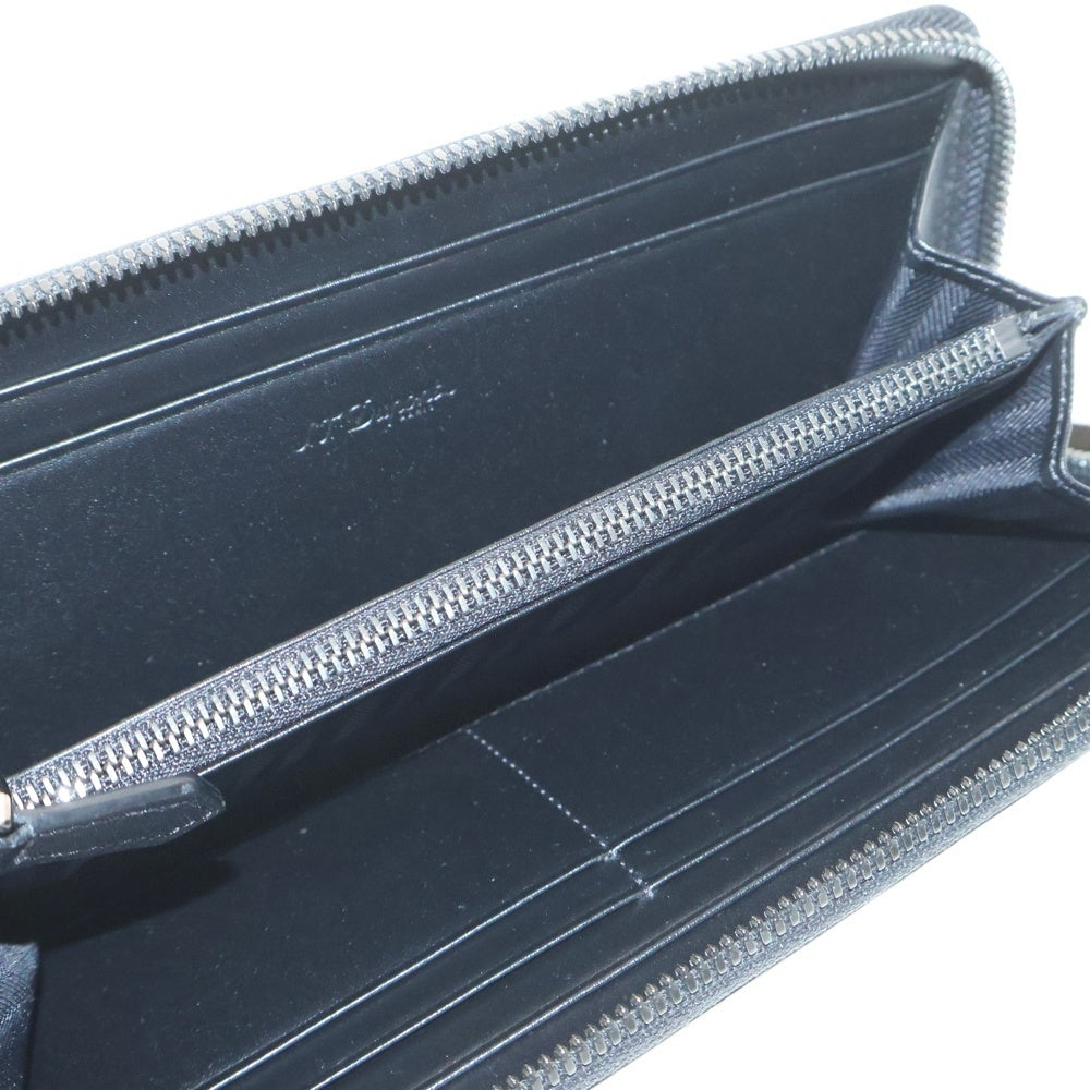 S.T.DUPONT(デュポン) エンボスロゴ レザー ラウンドファスナー ロングウォレット 長財布 ブラック〇