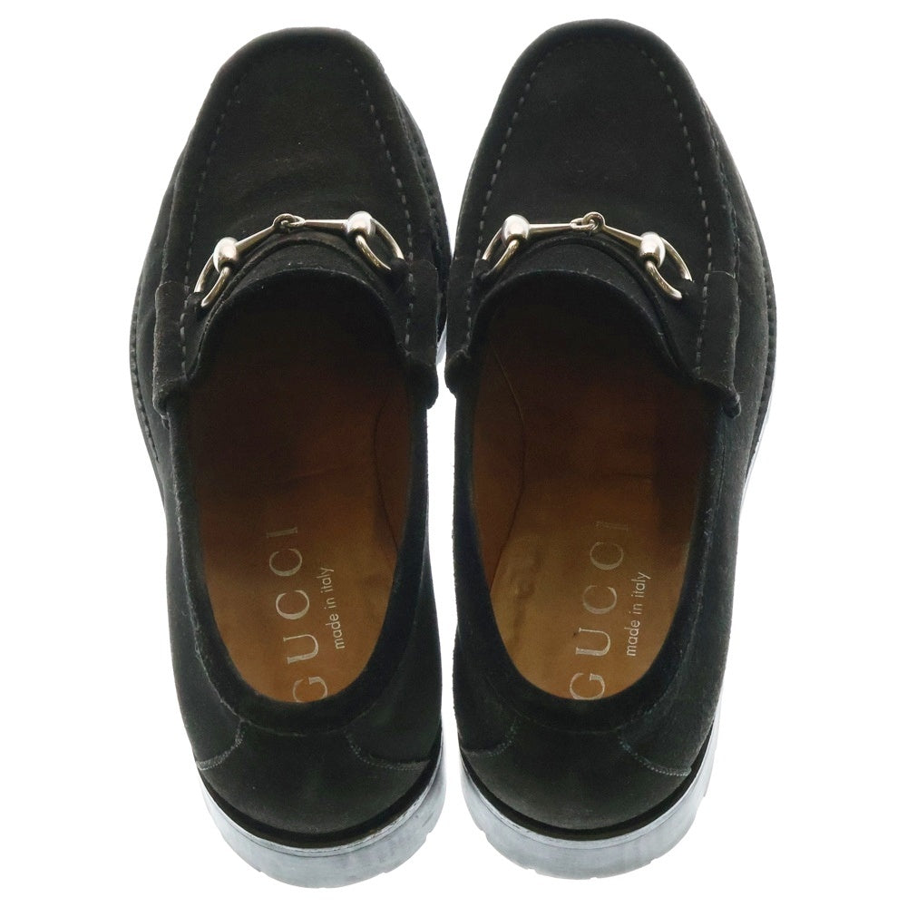 GUCCI(グッチ) ホースビット スウェードレザー ローカットシューズ ローファー シルバー金具 ブラック 111 6030
