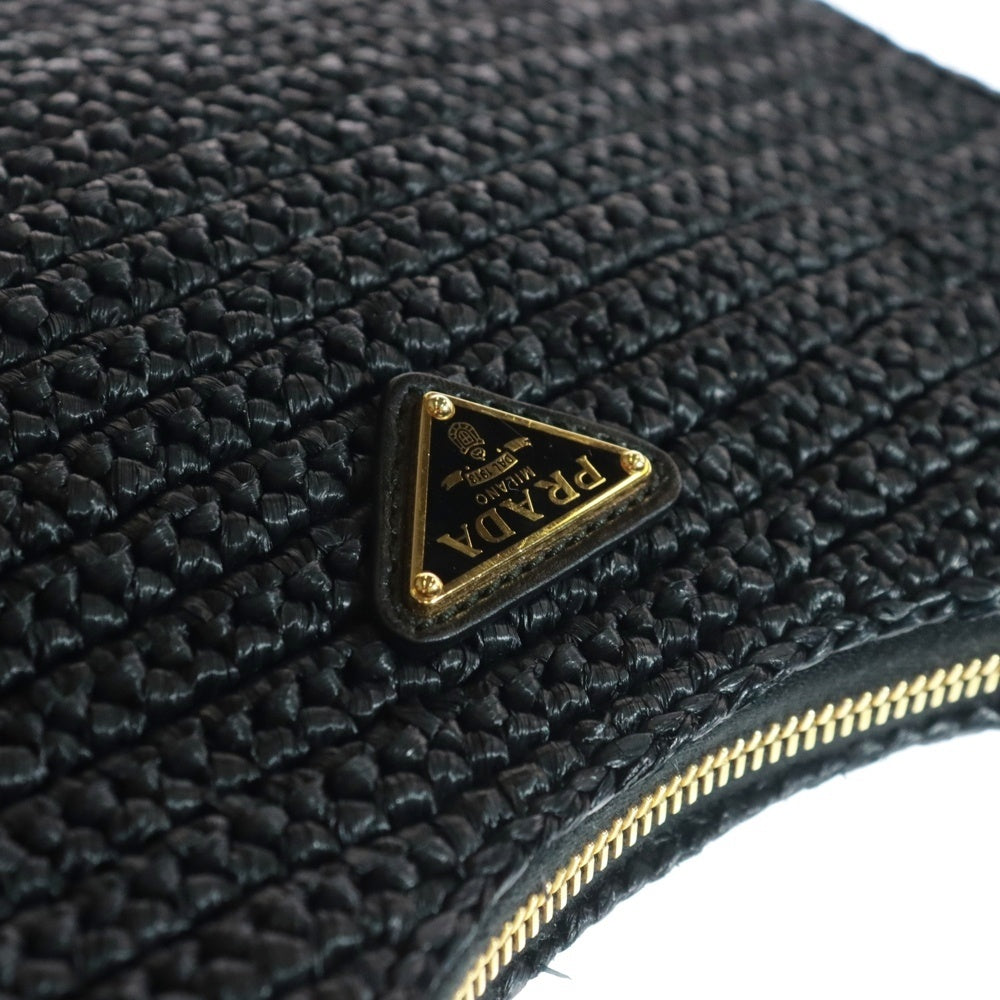 PRADA(プラダ) Re-Edition 2005 リ エディション レザー ストロー 2WAY チェーン ハンド ワンショルダーバッグ ゴールド金具 ブラック 1BH204 V9L 2A2T