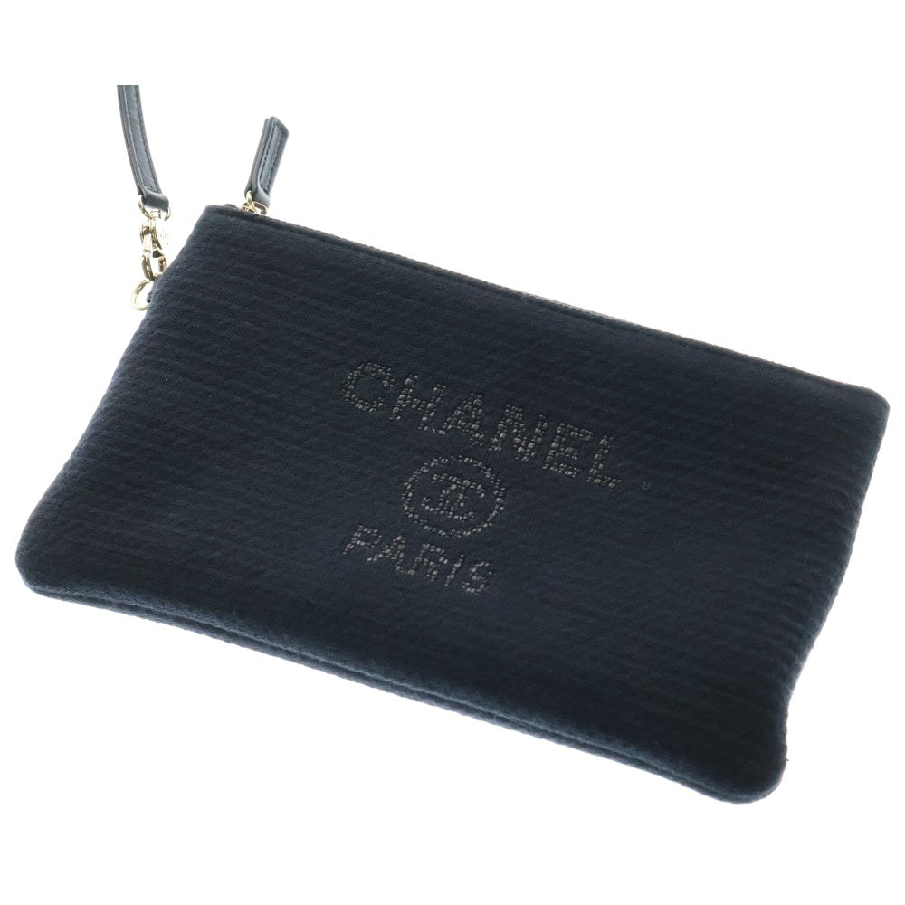 CHANEL(シャネル) ドーヴィルMM ココマーク ロゴ キャンバス レザー 2WAY ハンドトート ワンショルダーバッグ ゴールド金具 ネイビー/ブラック