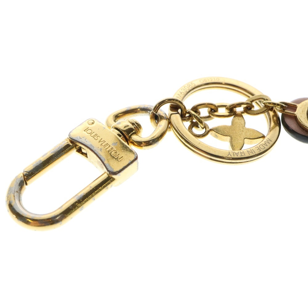 LOUIS VUITTON(ルイヴィトン) モノグラム ポルトクレ・ブルーミングフラワーBB バッグチャーム キーリング キーホルダー ブラウン×ピンク ゴールド金具 レザー PVC GP M63085