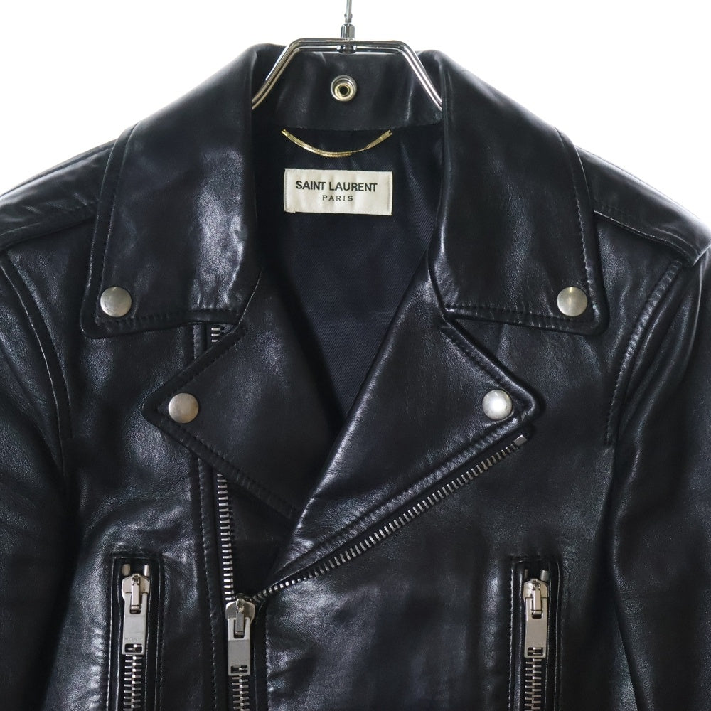 SAINT LAURENT PARIS(サンローランパリ) 14AW エディ期 L01 ラムスキン レザー ダブル ライダースジャケット ブラック 369615 Y5JA2