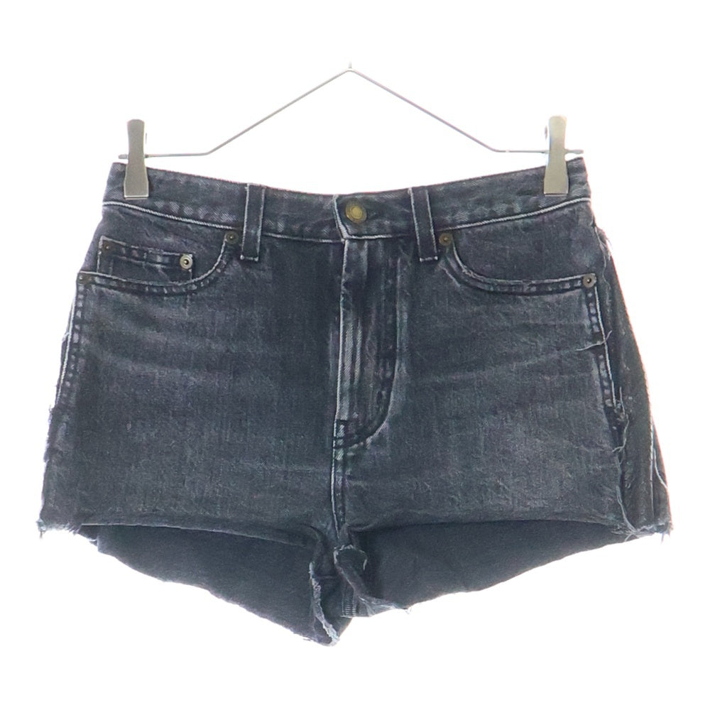 SAINT LAURENT PARIS(サンローランパリ) ダメージ加工 ショートデニムパンツ ショーツ ブラック レディース 590156 Y89G