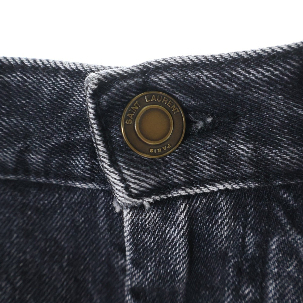SAINT LAURENT PARIS(サンローランパリ) ダメージ加工 ショートデニムパンツ ショーツ ブラック レディース 590156 Y89G
