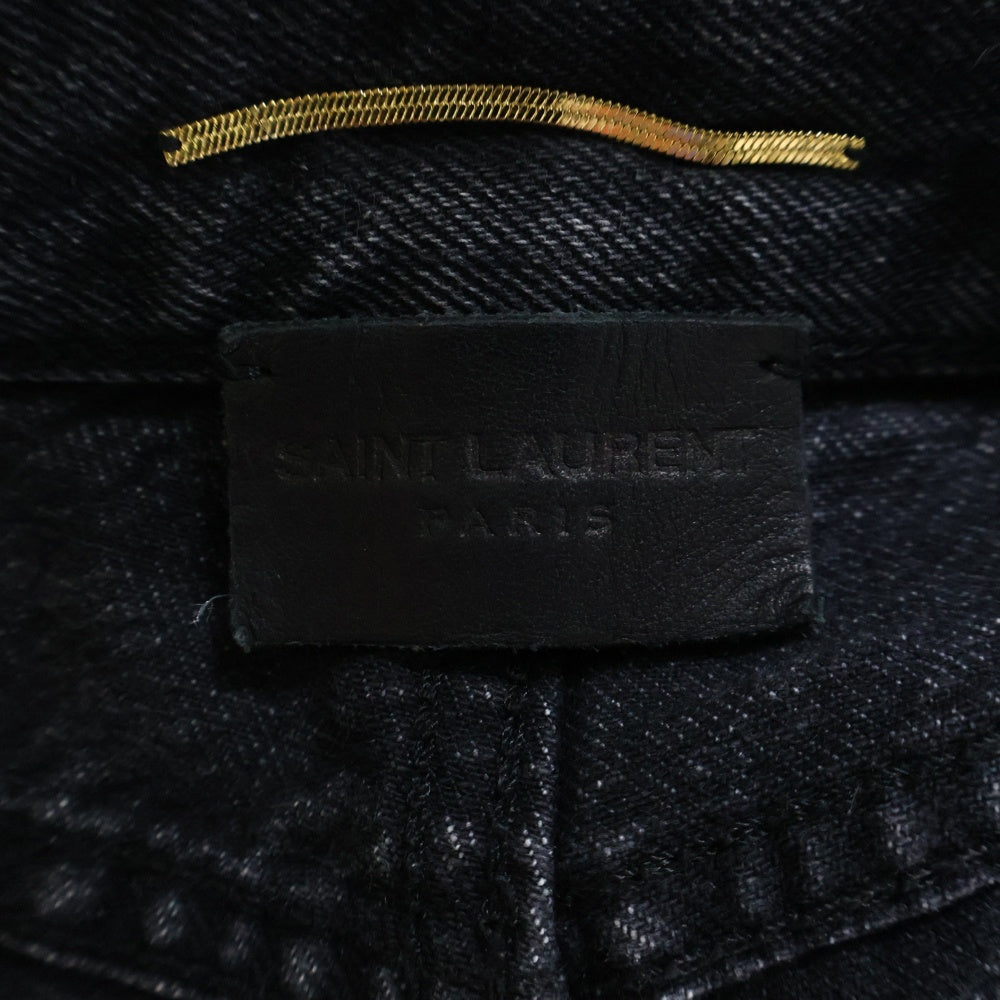 SAINT LAURENT PARIS(サンローランパリ) ダメージ加工 ショートデニムパンツ ショーツ ブラック レディース 590156 Y89G