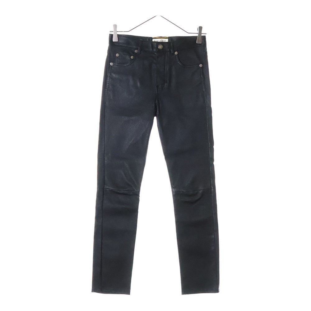 SAINT LAURENT PARIS(サンローランパリ) 18SS スリムスキニー ジップフライ カーフレザー パンツ ブラック レディース 496409 Y5RG2