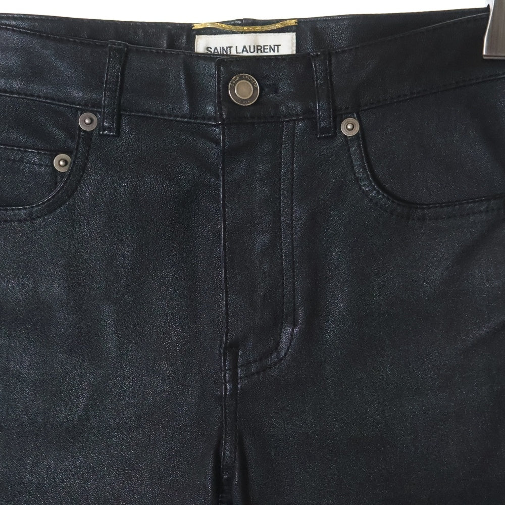 SAINT LAURENT PARIS(サンローランパリ) 18SS スリムスキニー ジップフライ カーフレザー パンツ ブラック レディース 496409 Y5RG2