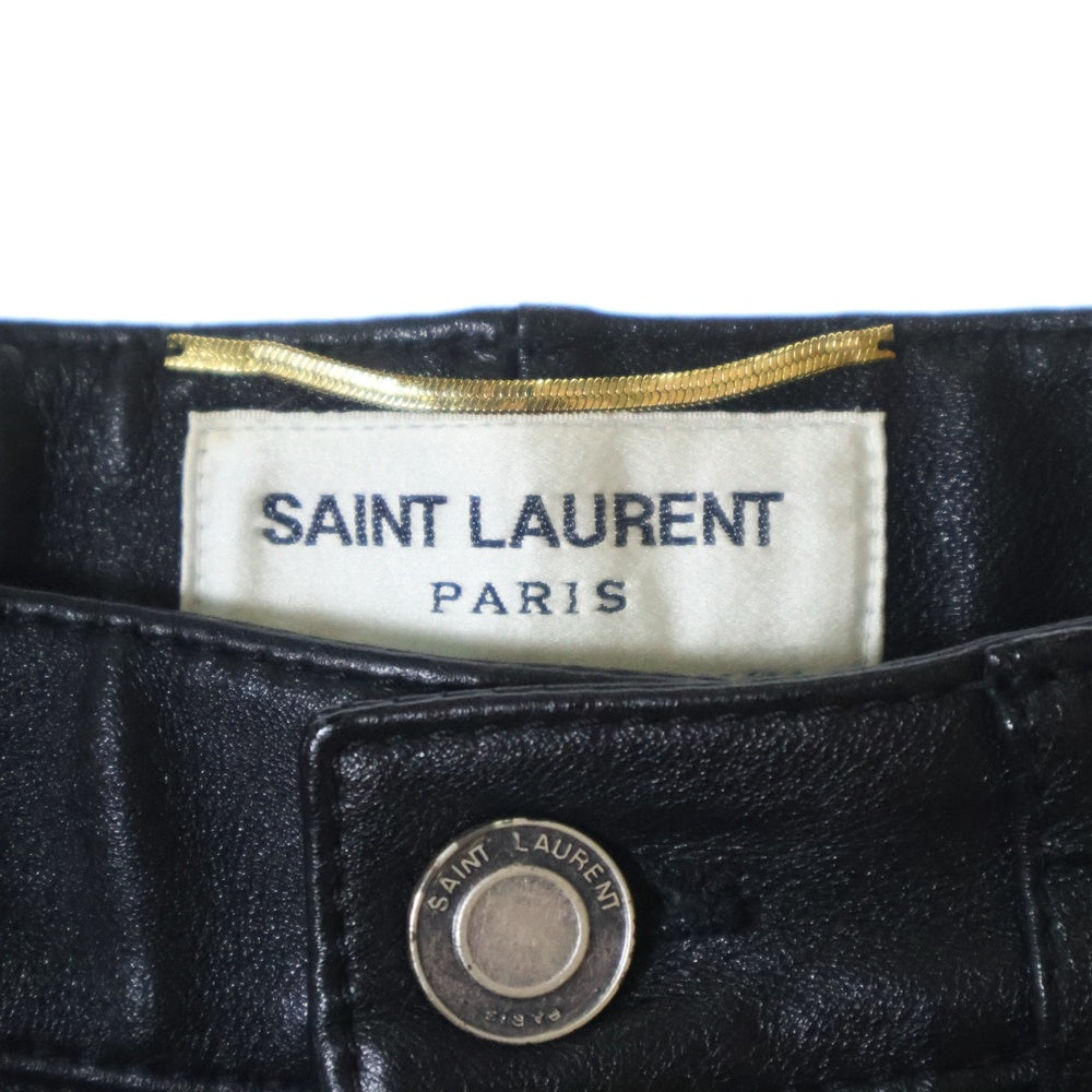 SAINT LAURENT PARIS(サンローランパリ) 18SS スリムスキニー ジップフライ カーフレザー パンツ ブラック レディース 496409 Y5RG2