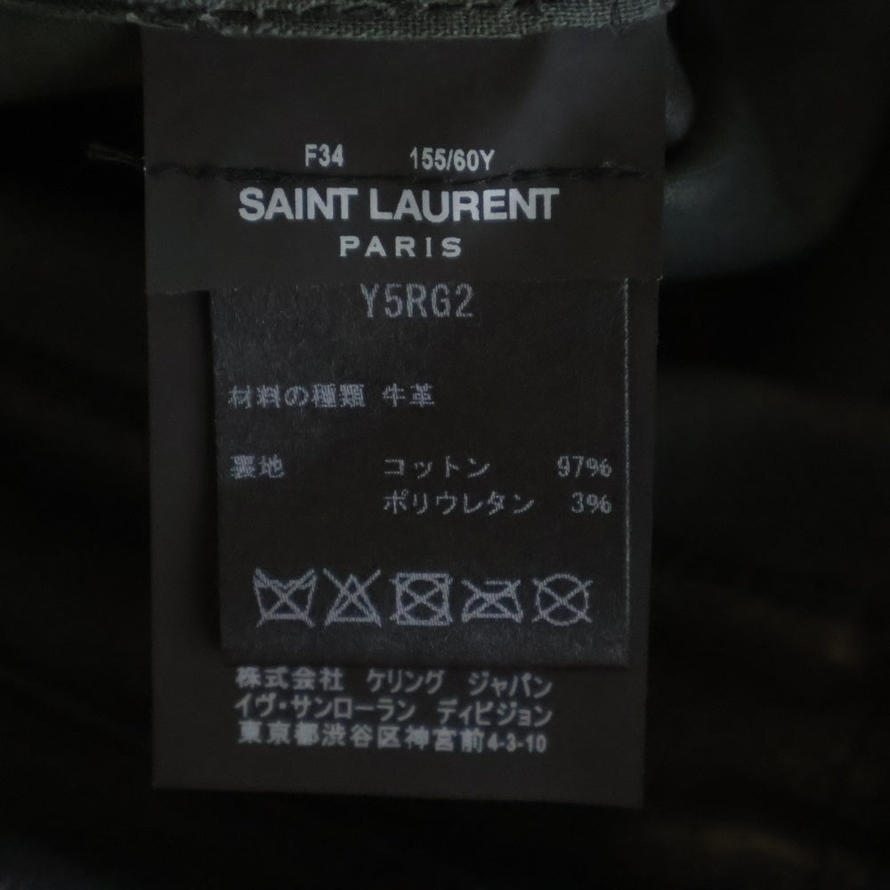 SAINT LAURENT PARIS(サンローランパリ) 18SS スリムスキニー ジップフライ カーフレザー パンツ ブラック レディース 496409 Y5RG2