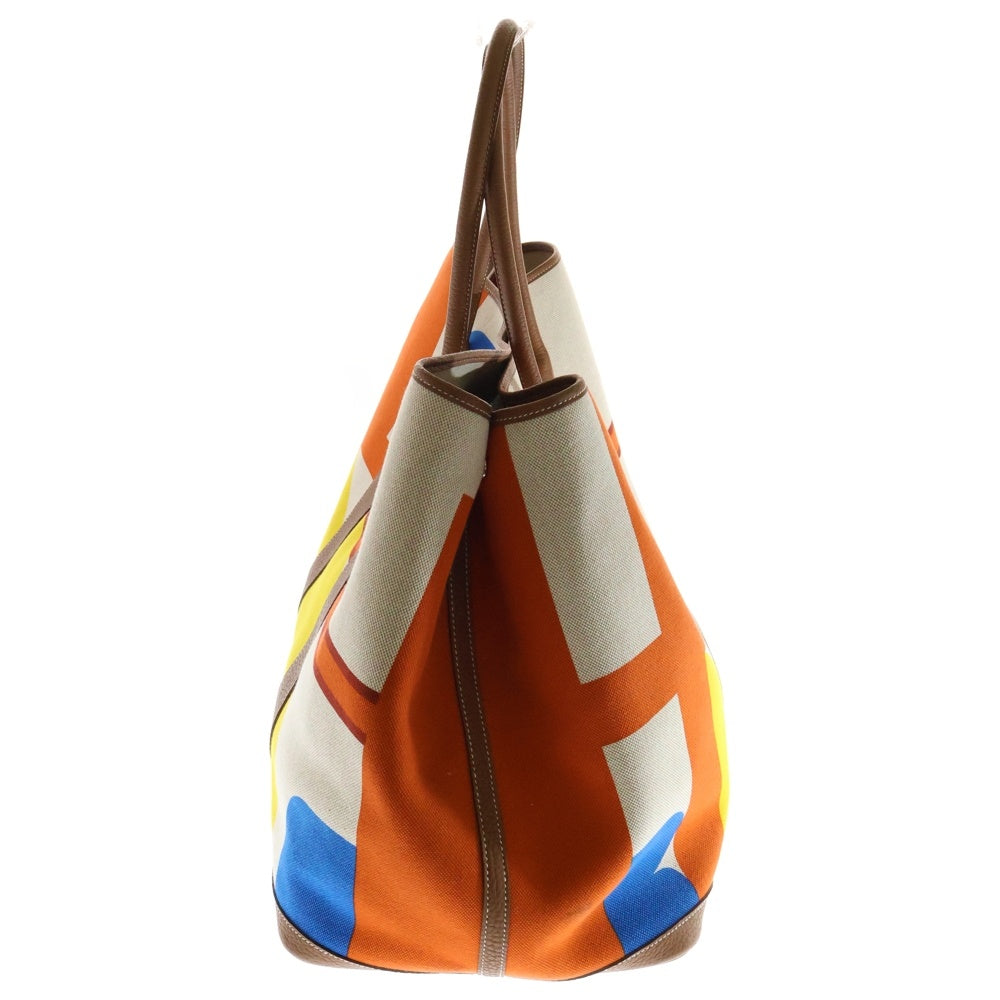 HERMES(エルメス) ガーデンパーティGM ヴォヤージュ ゴールド ベージュ系 マルチカラー トワルアッシュ×ネゴンダ シルバー金具 B刻印 トートバッグ ハンドバッグ
