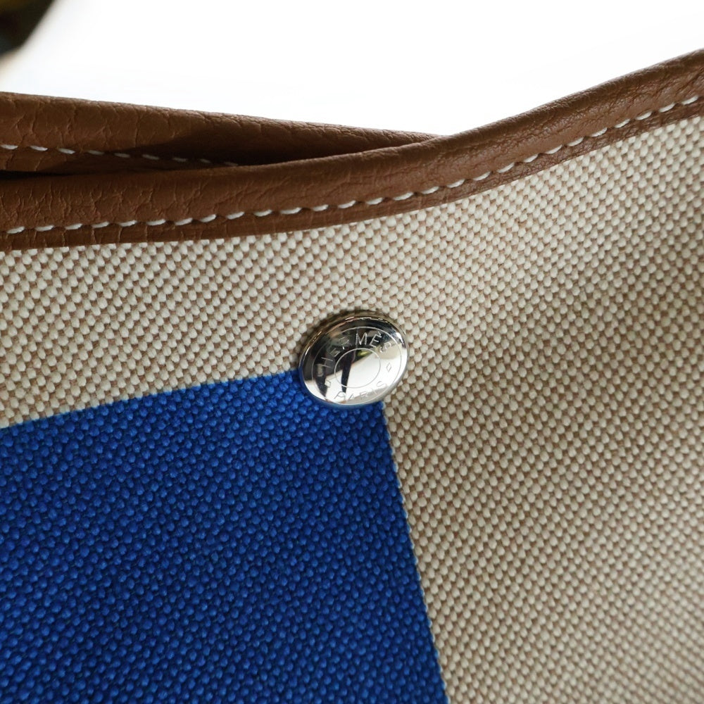 HERMES(エルメス) ガーデンパーティGM ヴォヤージュ ゴールド ベージュ系 マルチカラー トワルアッシュ×ネゴンダ シルバー金具 B刻印 トートバッグ ハンドバッグ