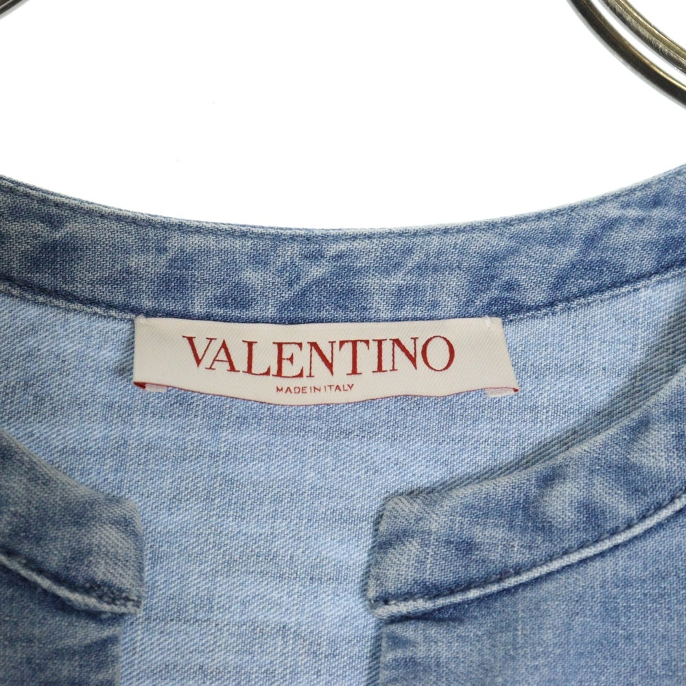 VALENTINO(ヴァレンティノ) Denim blue dress Vロゴ デニム ブルー ドレス ワンピース レディース XB3DB01L72P