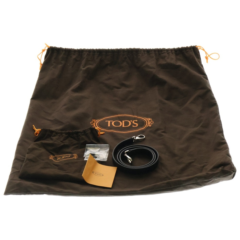 TOD'S(トッズ) シャツバッグ レザー 2WAY ハンド ショルダーバッグ シルバー金具 ブラック
