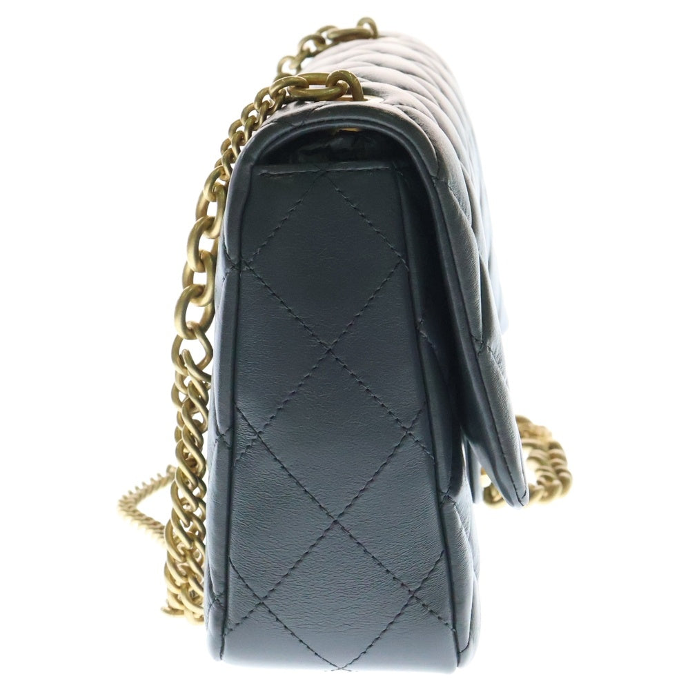 CHANEL(シャネル) マトラッセ23 シングルフラップ カメリア チェーンショルダーバッグ グレー ラムスキン ゴールド金具