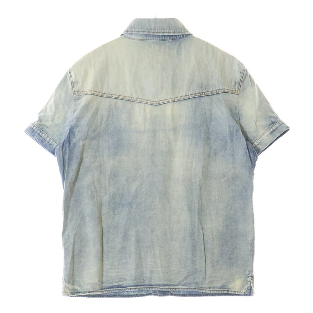SAINT LAURENT PARIS(サンローランパリ) 22SS Western S/S Denim Shirt ウエスタン半袖デニムシャツ ブルー 681355 Y24AJ