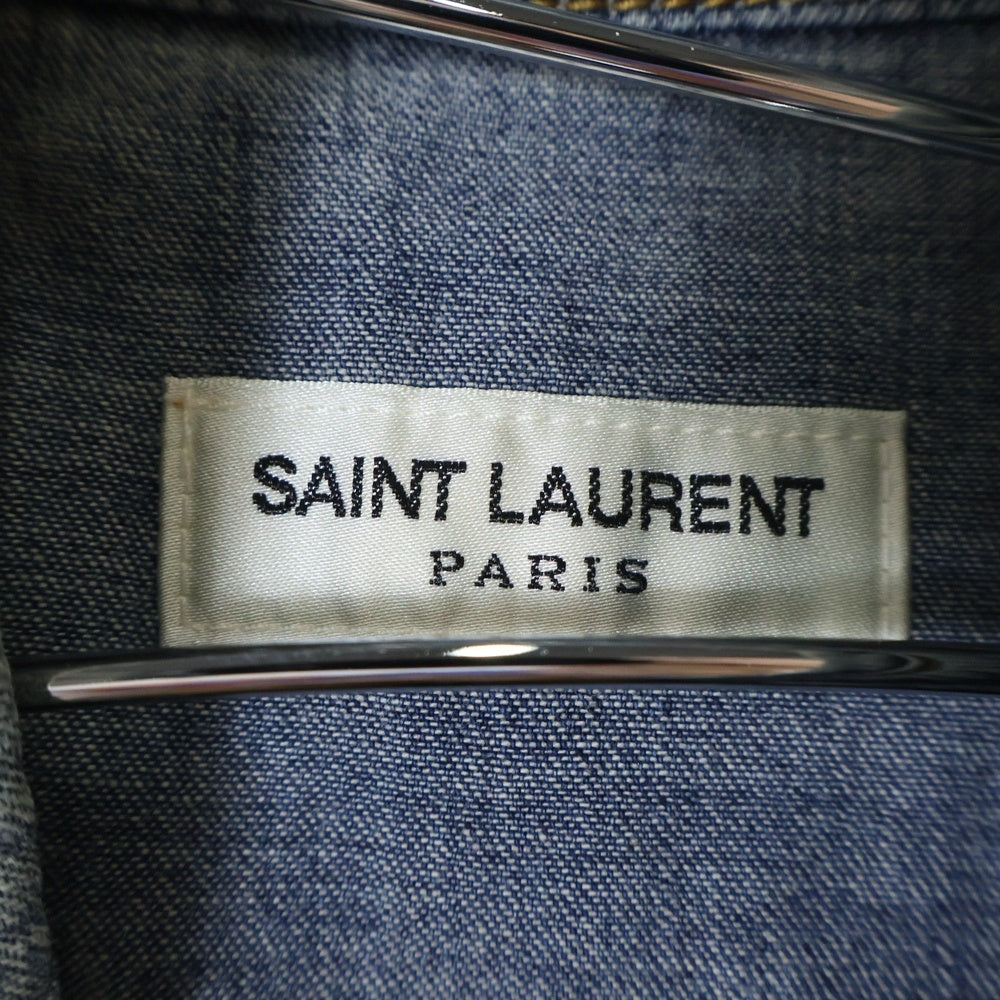 SAINT LAURENT PARIS(サンローランパリ) 22SS Western S/S Denim Shirt ウエスタン半袖デニムシャツ ブルー 681355 Y24AJ