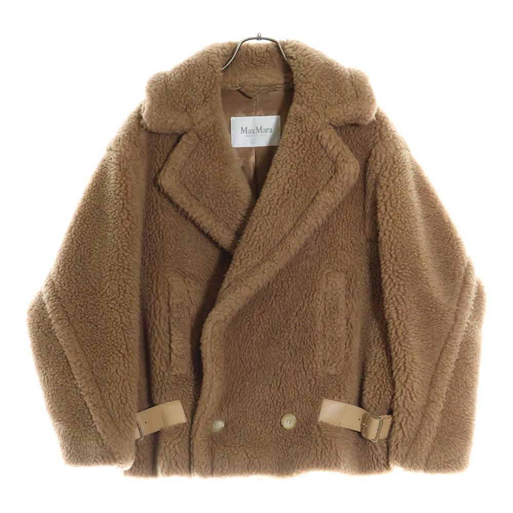Max Mara(マックスマーラ) テディベア キャメルウール シルク ボア ショート クロップドジャケット コート ブラウン レディース 108606236