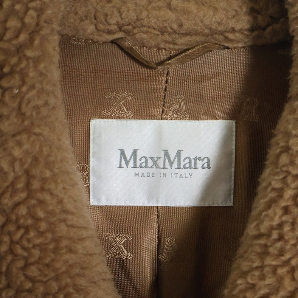 Max Mara(マックスマーラ) テディベア キャメルウール シルク ボア ショート クロップドジャケット コート ブラウン レディース 108606236