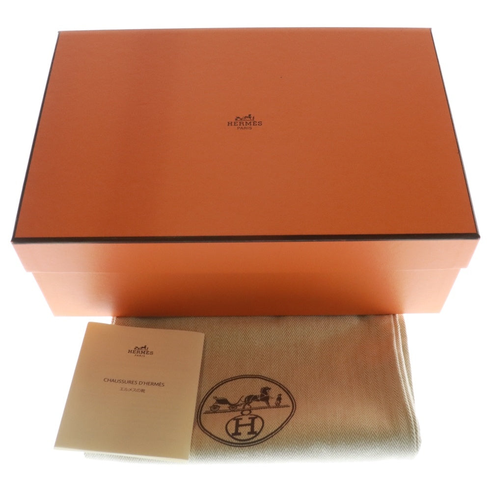 HERMES(エルメス) サントリーニ Hロゴ レザー フラットサンダル ライトブルー/オレンジ レディース