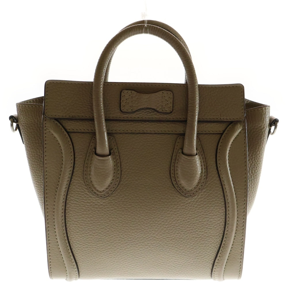 CELINE(セリーヌ) ラゲージナノ 2WAYバッグ ハンドバッグ ショルダーバッグ ミニトートバッグ シルバー金具 ベージュ レザー