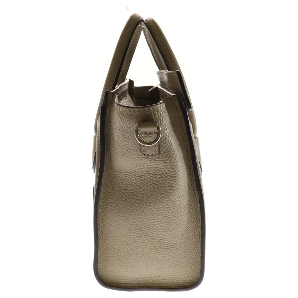 CELINE(セリーヌ) ラゲージナノ 2WAYバッグ ハンドバッグ ショルダーバッグ ミニトートバッグ シルバー金具 ベージュ レザー