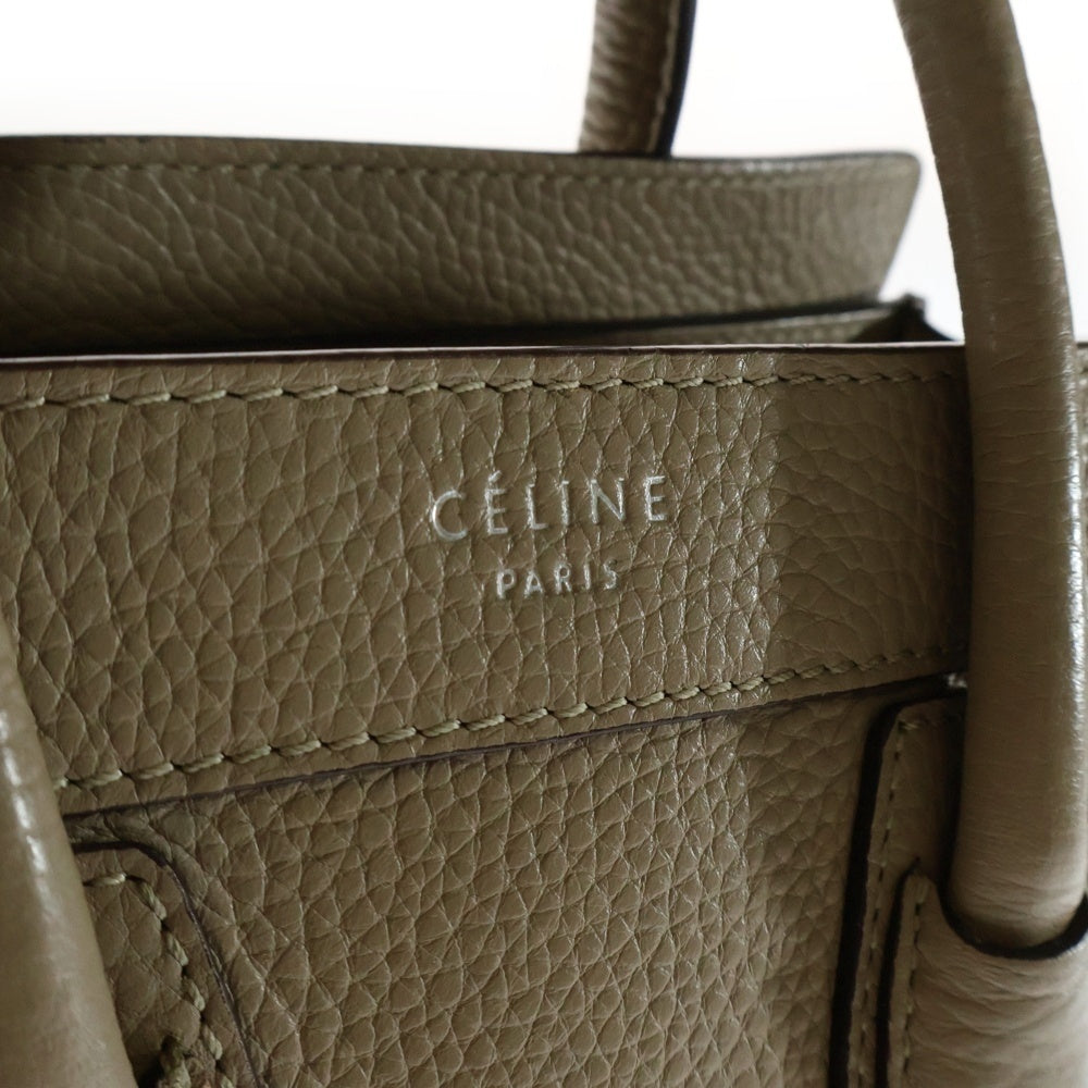 CELINE(セリーヌ) ラゲージナノ 2WAYバッグ ハンドバッグ ショルダーバッグ ミニトートバッグ シルバー金具 ベージュ レザー