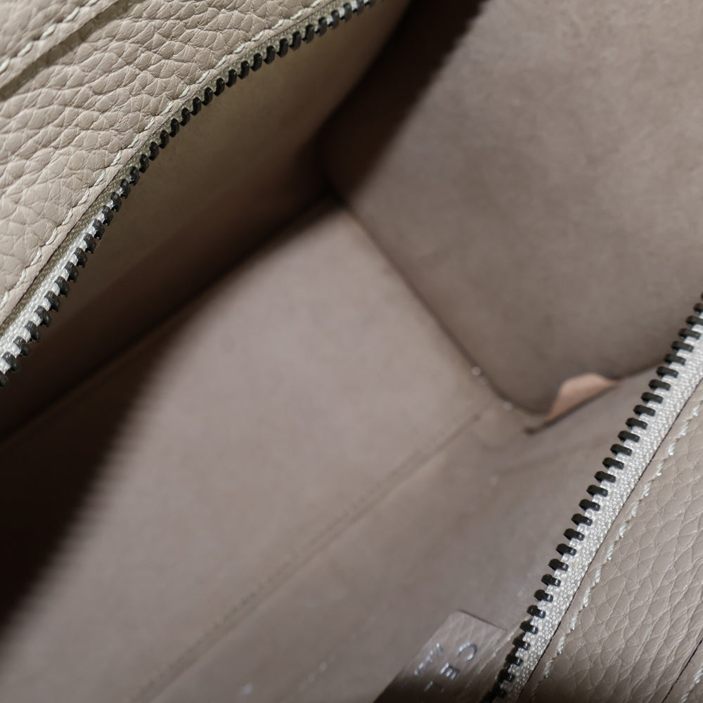 CELINE(セリーヌ) ラゲージナノ 2WAYバッグ ハンドバッグ ショルダーバッグ ミニトートバッグ シルバー金具 ベージュ レザー