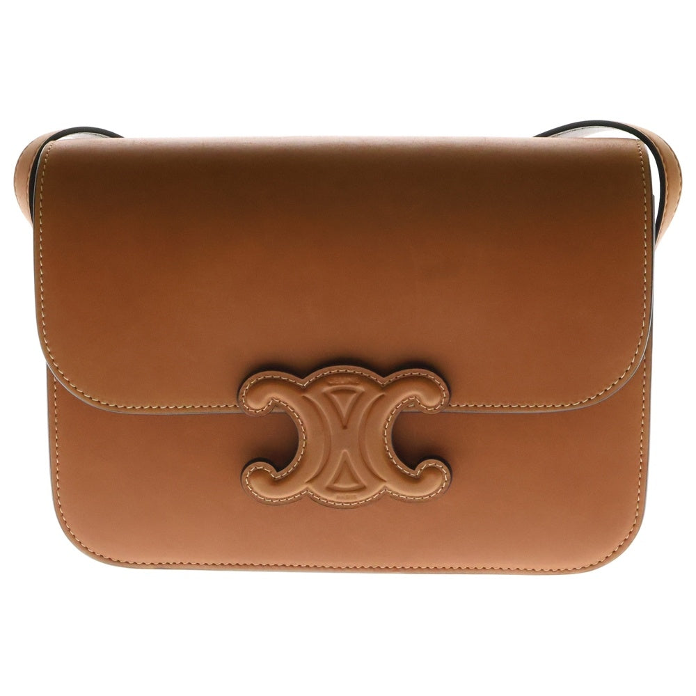 CELINE(セリーヌ) キュイルトリオンフ ショルダーバッグ ブラウン ゴールド金具 レザー