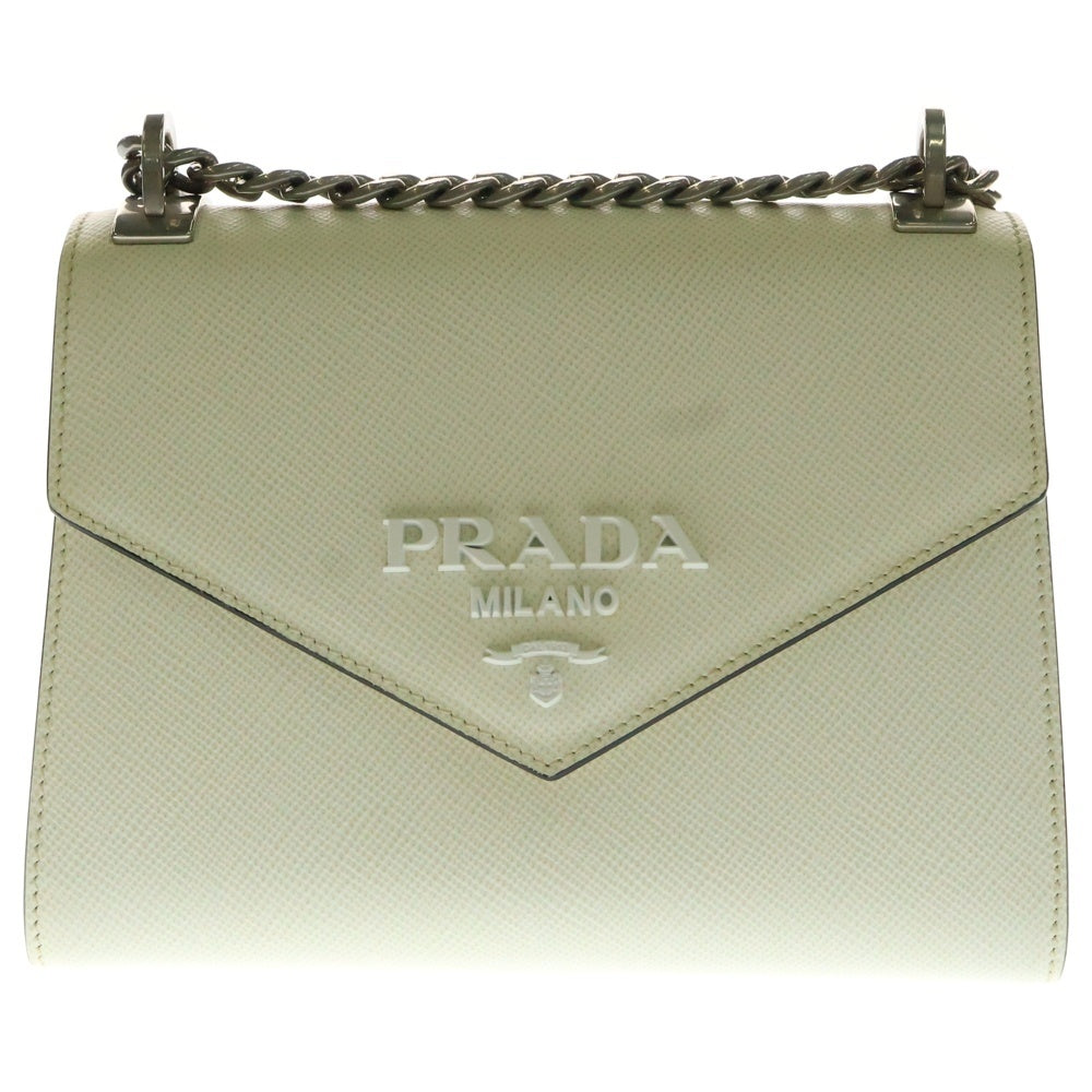 PRADA(プラダ) チェーンショルダーバッグ ミニバッグ ホワイト シルバー金具 サフィアーノ 1BD127