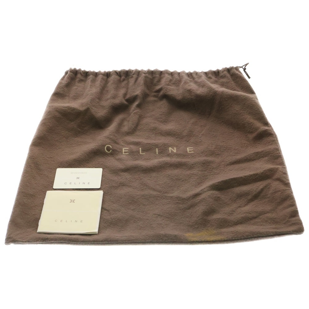 CELINE(セリーヌ) ロゴプレート 馬車チャーム レザー ワンショルダーバッグ シルバー金具 ブラック 161313LSG