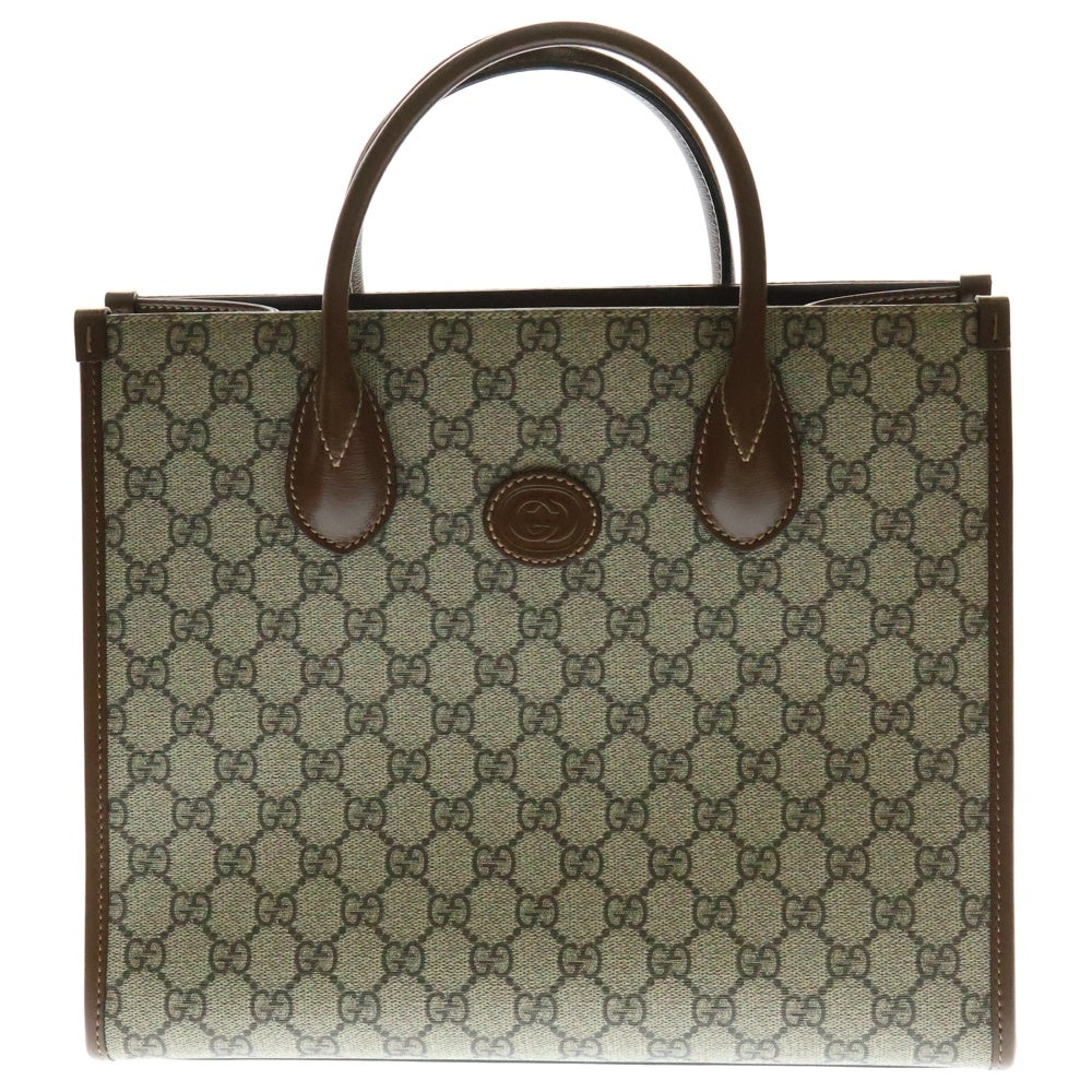 GUCCI(グッチ) GGスプリーム キャンバス レザー 2WAY ハンド ショルダーバッグ ブラウン/ベージュ 659983
