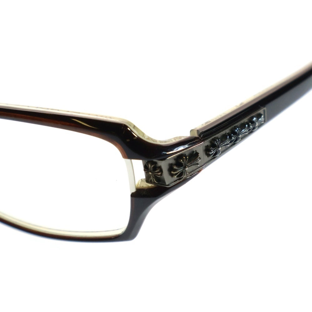CHROME HEARTS(クロムハーツ) DUTCH RUDDER CHクロステンプル オーバルサングラス 眼鏡 アイウェア ブラウン×ホワイト