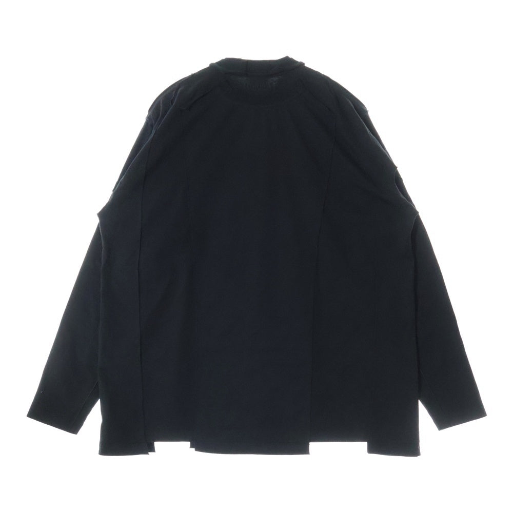 VETEMENTS(ヴェトモン) 23SS ロゴ刺繍 レイヤードデザイン カットオフ ロングスリーブ 長袖Tシャツ カットソー ブラック UE63LS115B