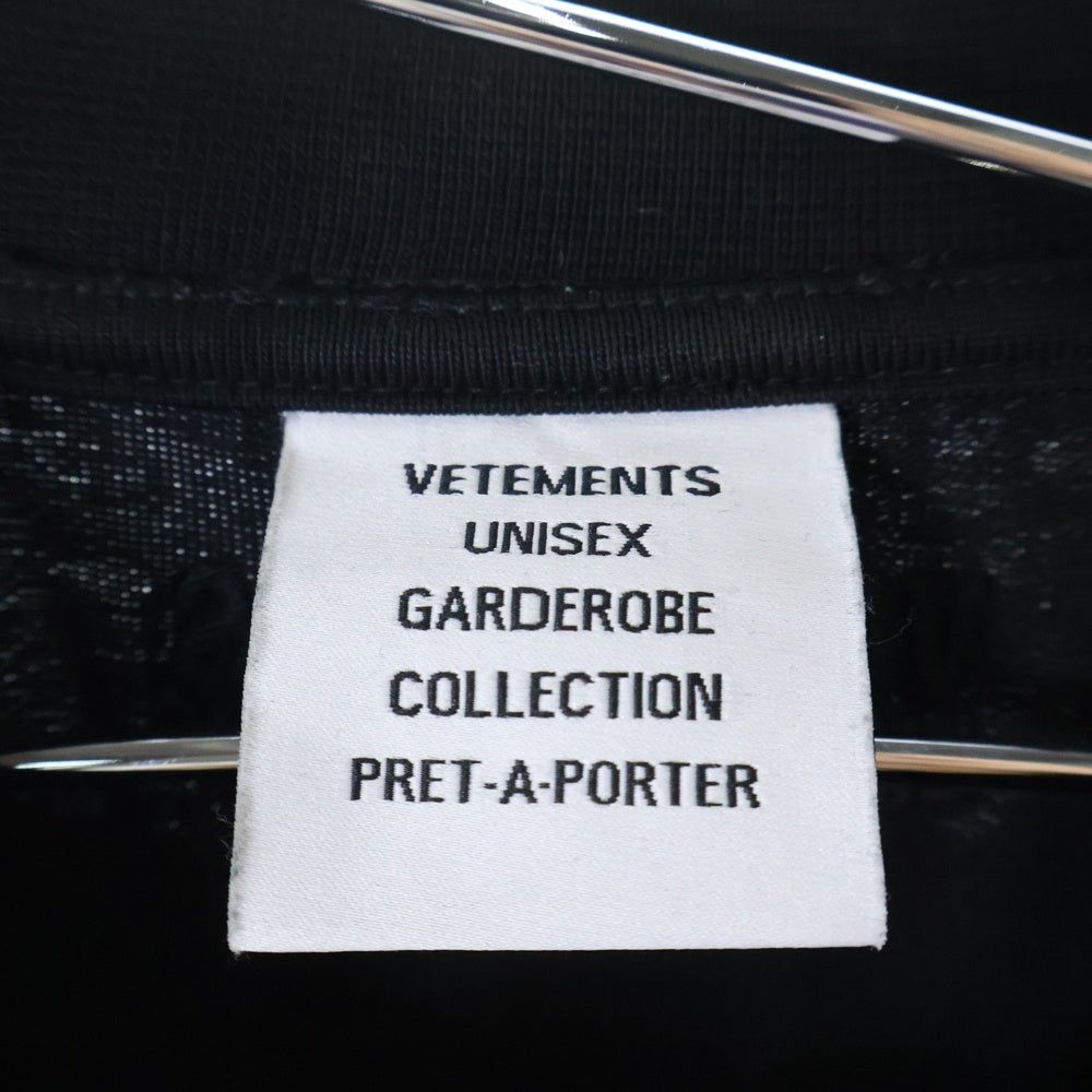 VETEMENTS(ヴェトモン) 23SS ロゴ刺繍 レイヤードデザイン カットオフ ロングスリーブ 長袖Tシャツ カットソー ブラック UE63LS115B