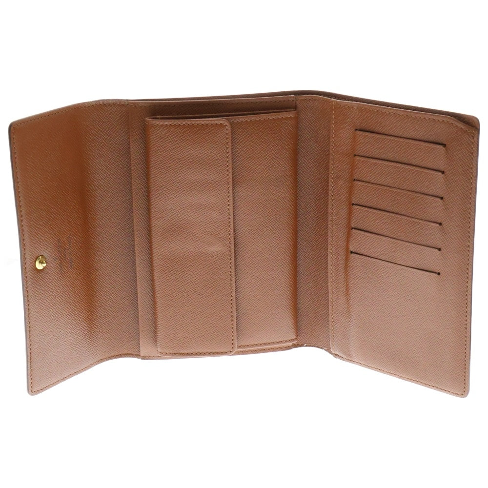 LOUIS VUITTON(ルイヴィトン) ポルトトレゾールエテュイパピエ モノグラム PVC コンパクトウォレット 三つ折り財布 ゴールド金具 ブラウン M61202