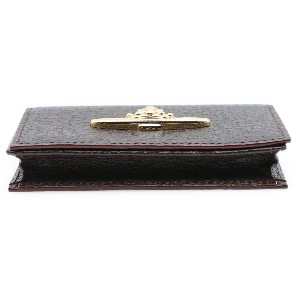 Vivienne Westwood(ヴィヴィアンウエストウッド) オーブ メタルロゴプレート レザー カードケース 名刺入れ ゴールド金具 ブラウン