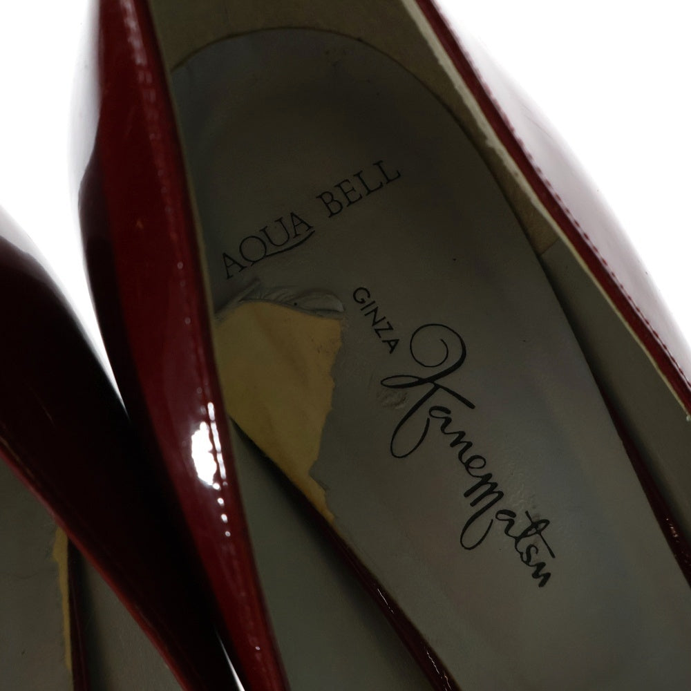 銀座かねまつ(ギンザカネマツ) パテントレザー ヒール パンプス シューズ レッド レディース〇