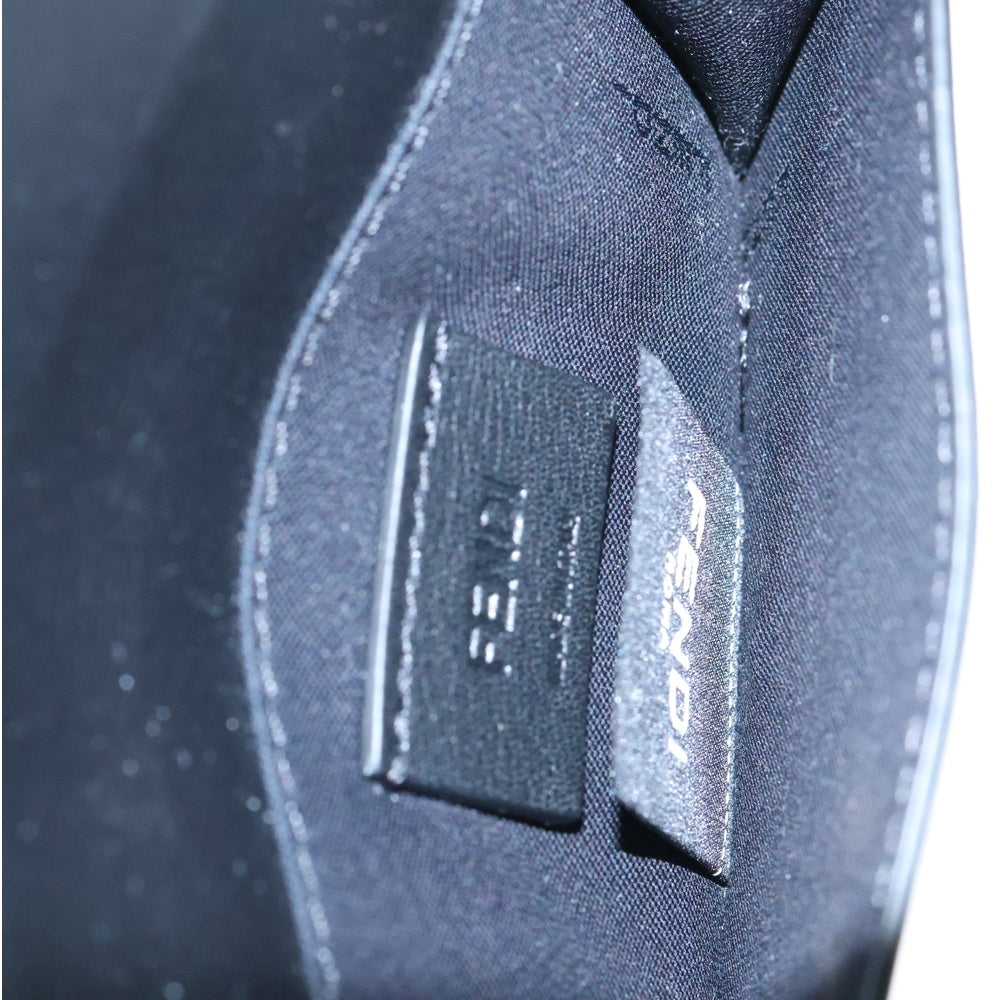 FENDI(フェンディ) FFロゴプレート ズッカ柄 バゲット レザー カード ホルダー コインケース フラグメントケース 小銭入れ ゴールド金具 ブラック 8M0423